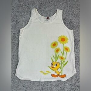 Vintage Looney Tunes Top Womens Small Tank Classic Tweety Bird Cartoon WB 90s